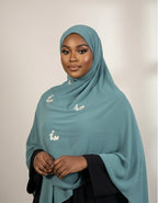 Hijab Mousseline Broderie Fleur Élan moderne