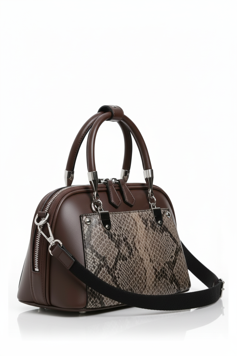 Sac à main python marron Élan moderne