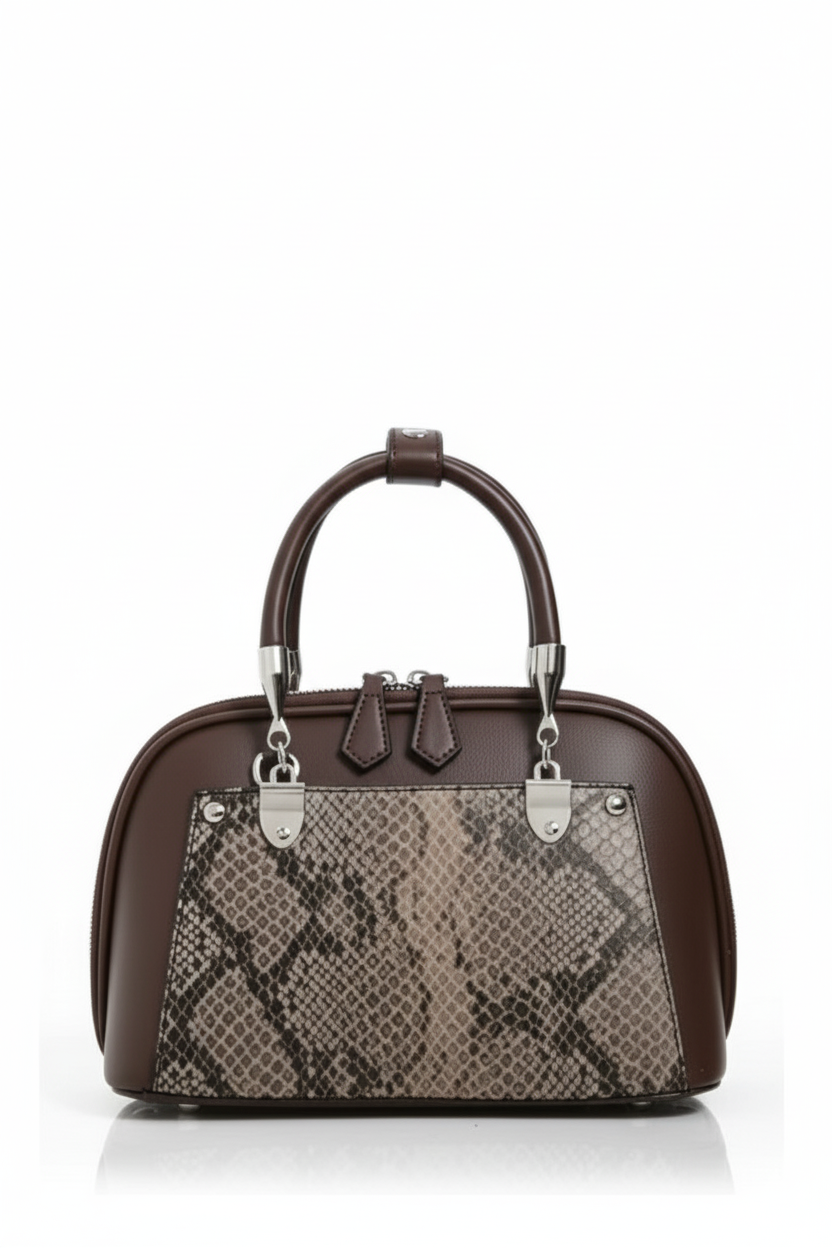 Sac à main python marron Élan moderne