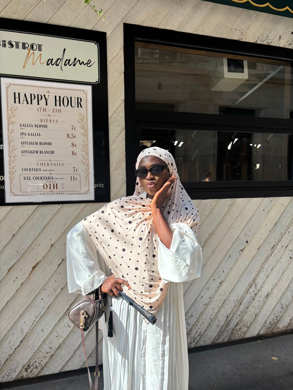 Hijab petit pois beige Élan moderne