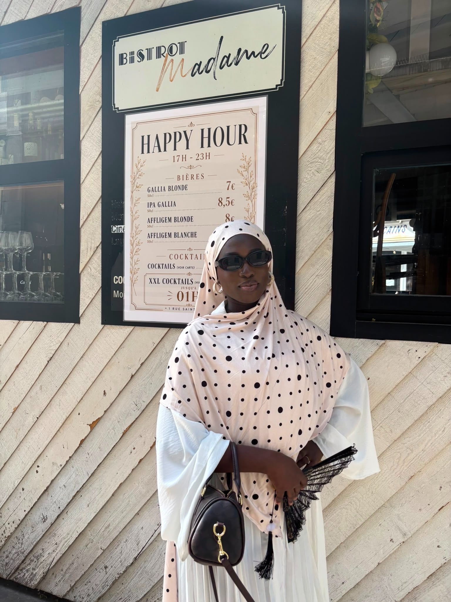 Hijab petit pois beige Élan moderne