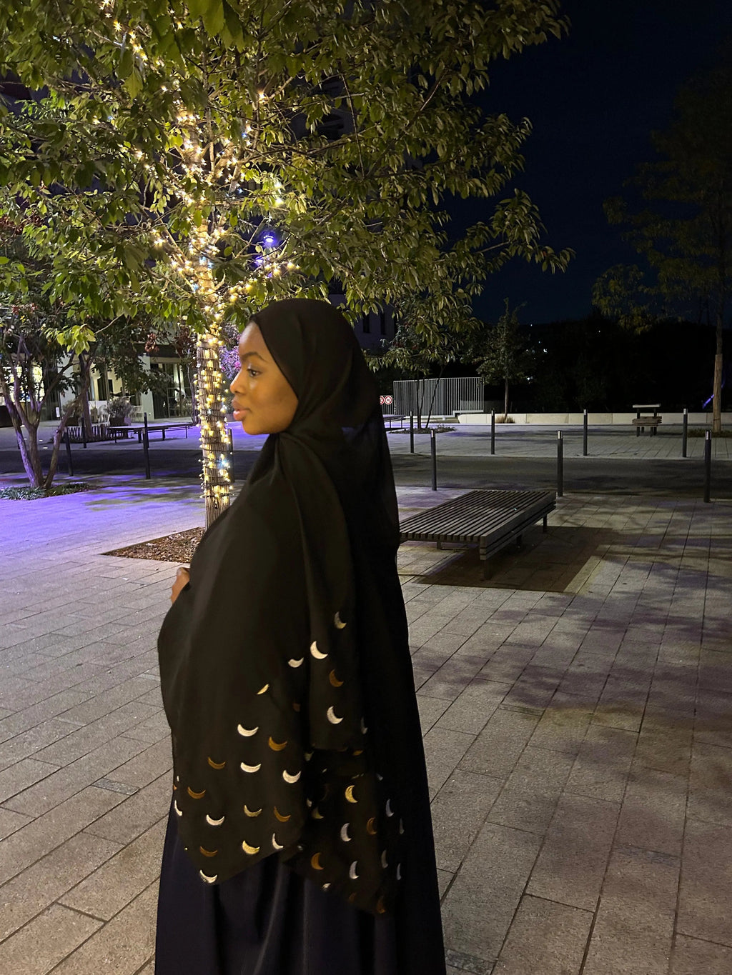 Hijabs motif lune mousseline Élan moderne