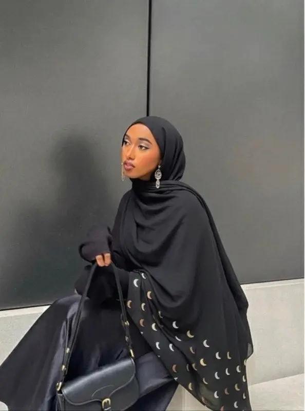 Hijabs motif lune mousseline Élan moderne