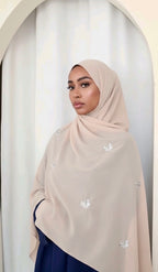 Hijab Mousseline Broderie Fleur Élan moderne