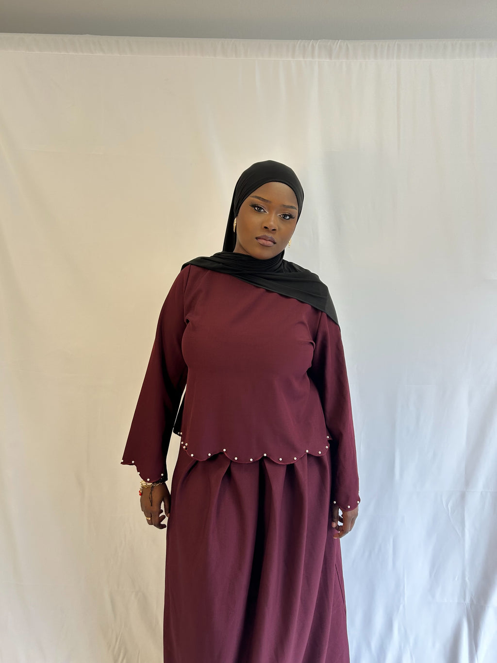 Ensemble perlé bordeaux Élan moderne