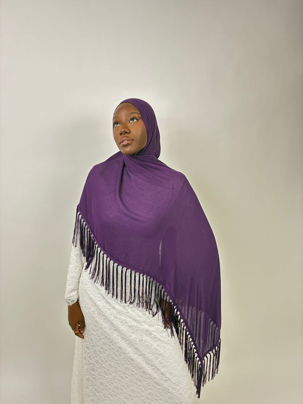 Foulard Franges Prestige Violet Élan moderne