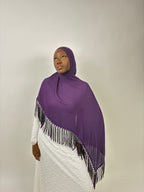 Foulard Franges Prestige Violet Élan moderne