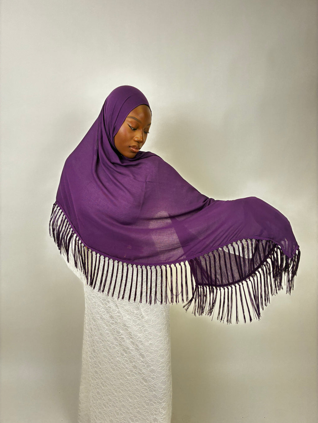 Foulard Franges Prestige Violet Élan moderne