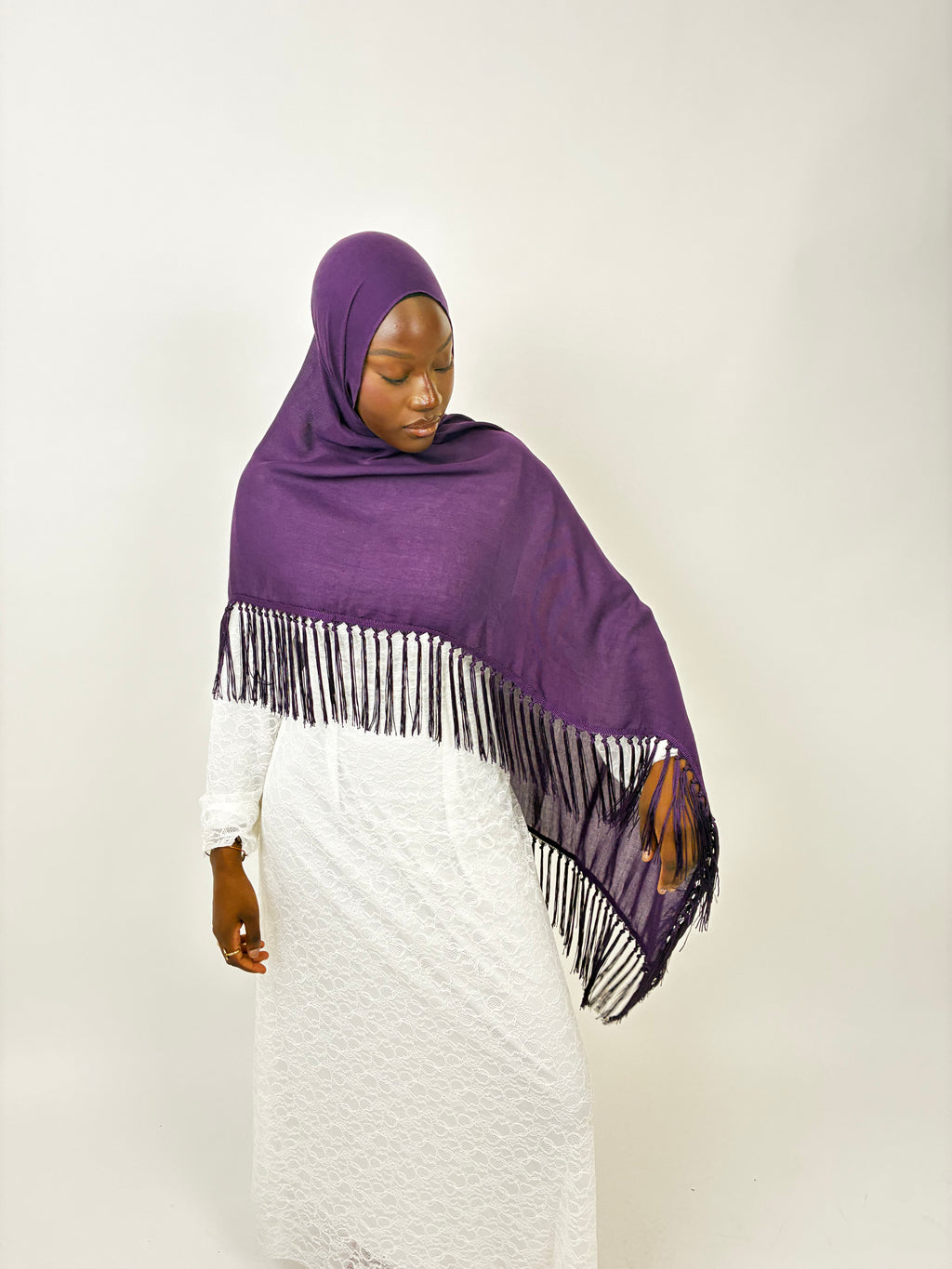 Foulard Franges Prestige Violet Élan moderne