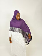 Foulard Franges Prestige Violet Élan moderne