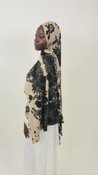 Hijab jersey Floral Noir & Doré